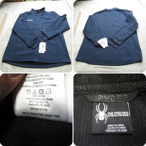 Spyder Jacket Womens 2XL Blue Frontier Touring Softshell Full‎ Zip Logo NEW - Picture 1 of 16